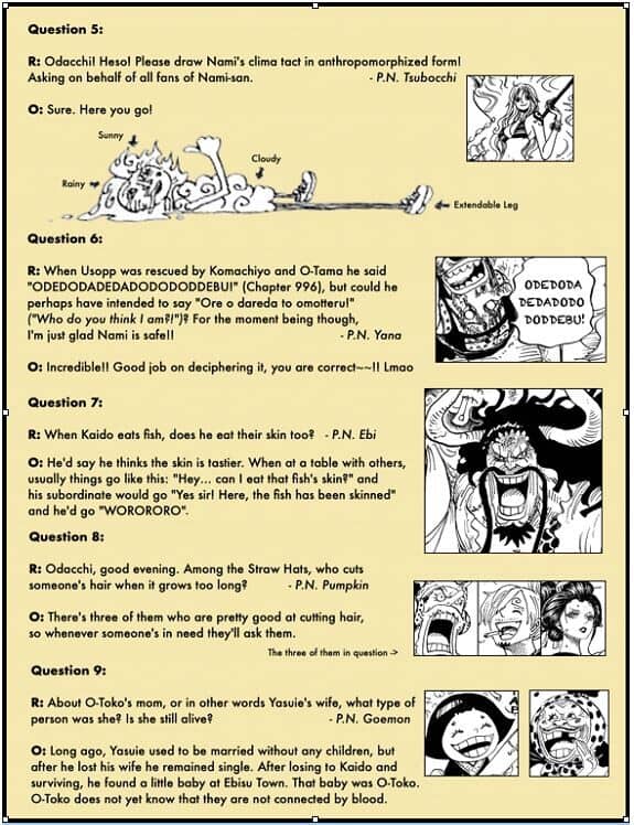 An SBS excerpt from One Piece volume 99