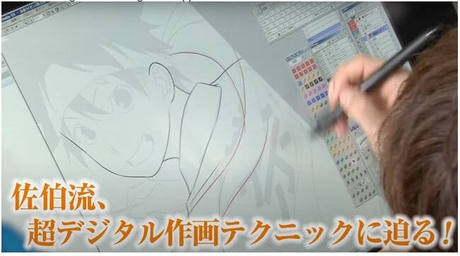 Shun Saeki sketching digital manga